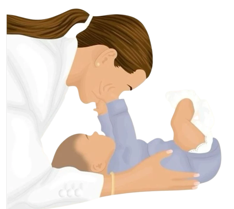 Illustration d’une jeune maman tenant son bébé, symbolisant l’accompagnement en sophrologie post-partum pour gérer la fatigue et la charge mentale.