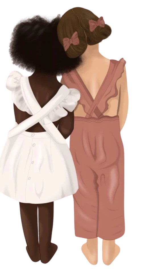 Illustration de deux enfants symbolisant l’accompagnement en sophrologie pour les enfants sensibles ou anxieux, afin de mieux gérer leurs émotions.